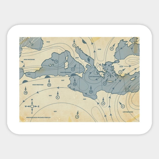 Mediterranean Weather map Sticker by nickemporium1